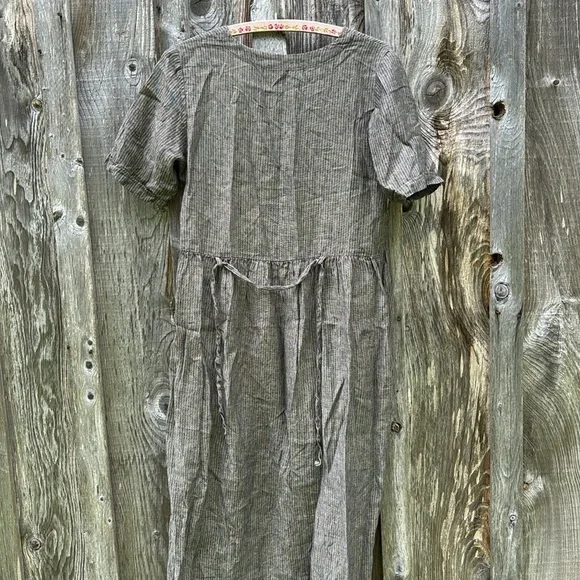 Pyne & Smith V neck pinstripe Gray Button-Front Dress size S - Picture 4 of 4
